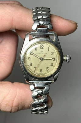 ✨RARE! VTG C.1940s Rolex Oyster Perpetual Bubbleback Steel WW2 Era Mens Watch✨ - Image 1 of 4