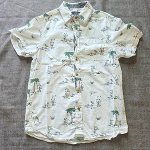 Eighty Eight Mens Button Up Shirt Small Skeletons White Palms Short Sleeve - Picture 1 of 6