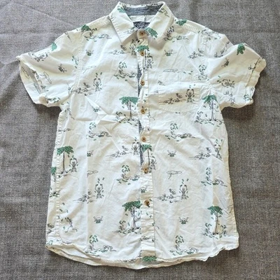 Eighty Eight Mens Button Up Shirt Small Skeletons White Palms Short Sleeve - Image 1 of 4