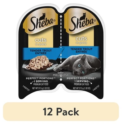 Comida húmeda para gatos cortes en salsa - trucha tierna, 2,6 oz porciones perfectas bandeja paquete doble Foto 1 de 4
