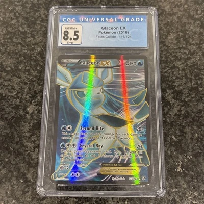 Glaceon EX 116/124 Fates Collide CGC 8.5 Full Art *MISSING TEXTURE* ERROR  - Image 1 of 2