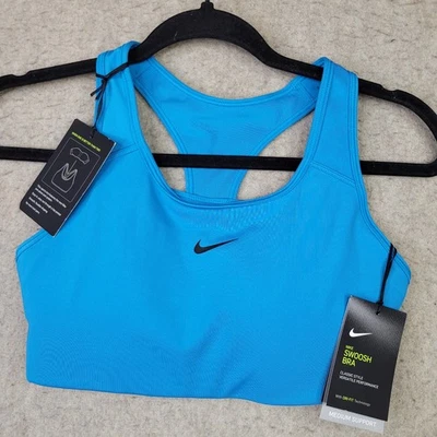 Nike женщин M Swoosh средней поддержки с подкладкой спортивный бюстгальтер BV3636 лазерный синий новый - Изображение 1 из 4