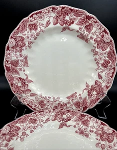 2 Johnson Brothers Strawberry Fair Rosa Essteller 10" Vintage Alt Chelsea EUC - Bild 1 von 7