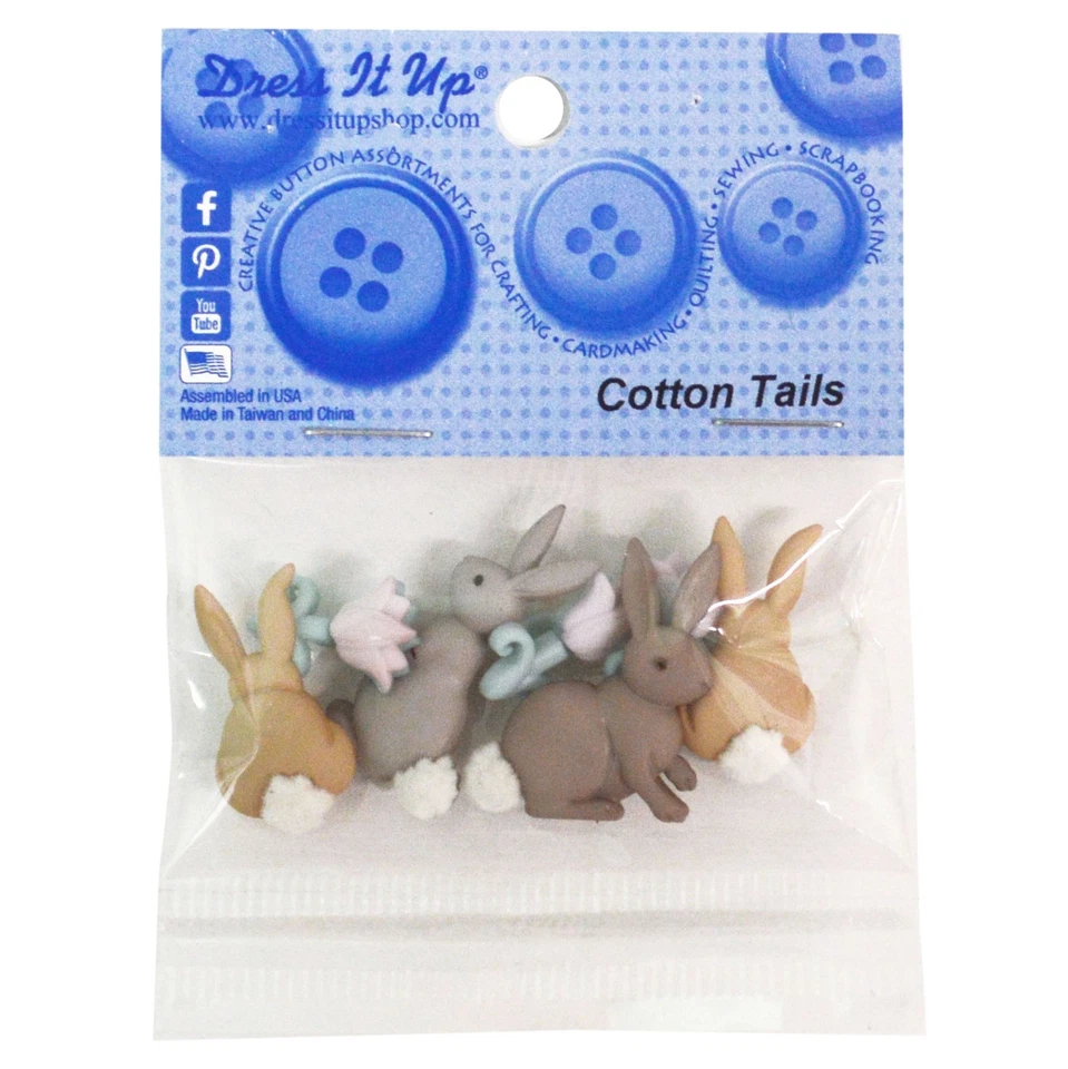 Cotton Tails Buttons Jesse James Dress It up Easter Bunny Rabbit Pets Sewing
