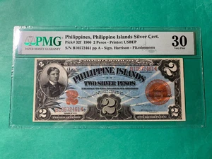1906 PHILIPPINES SILVER CERTIFICATE 2 PESOS RIZAL VIGN B10572461 P-32f PMG VF 30 - Picture 1 of 2