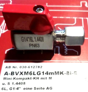 Accesorios pesados mini válvula de bola compacta PXH6 G1/4"/6L 6mm 1.4408 PN63 acero inoxidable - Imagen 1 de 11