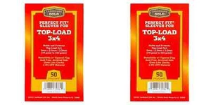 Cardboard Gold Top-Load Sleeves 3x4 THICK 75-140 Point - 100 COUNT -2 x 50 Packs - Picture 1 of 3