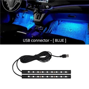 2Pcs Universal Blue LED Car Interior Ambient Foot Light W/USB Decoration Lamp - Picture 1 of 14