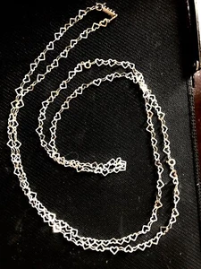 925 Sterling Silver Heart Shaped Chain 54" long - Picture 1 of 4