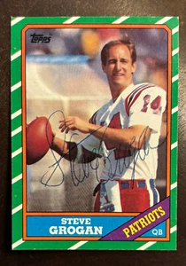 1986 Topps #31 Steve Grogan New England Patriots autografo di persona EX - Foto 1 di 2