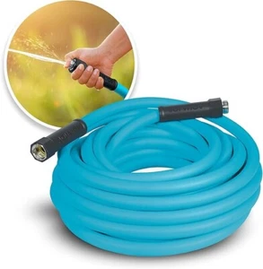 Aqua Joe Garden Hose 50 Ft Expandable Kink & Twist Free with Brass Valve 5/8" - Picture 1 of 8
