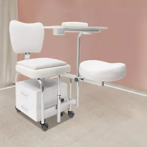 Manicure Pedicure Chair Adjustable Nail Desk Trolley Beauty Spa Massage Stool - Picture 1 of 24