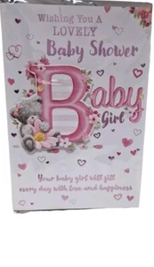 Baby Shower For Baby Girl Greeting Card 19cm X 14 CM Baby Gitl Bay Shower Card - Picture 1 of 2