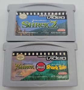 Lot Game Boy Advance Video Shrek 1 et 2 avec Shark Tale 2 en 1 films Nintendo GBA - Photo 1/5