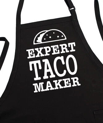 COOLAPRONS Expert Taco Maker Chef Apron, Black, Aprons For Women And Men, Fully Adjustable