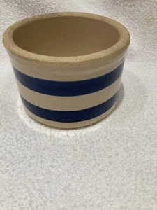 Crock RRP Co Blue Stripe Band Vintage Roseville Ohio Pottery U.S.A. 303-A Pot - Picture 1 of 12