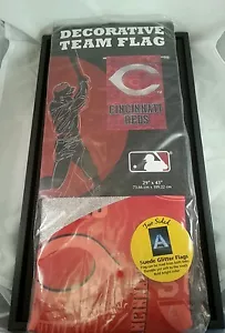 CINCINNATI REDS Flag Suede Glitter Flag Double sided 29" X 43" MLB NEW - Picture 1 of 6