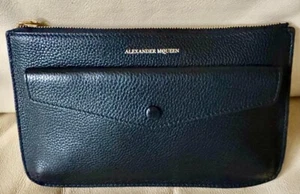 ALEXANDER MCQUEEN BLACK LEATHER CLUTCH/POUCH BAG PURSE - Picture 1 of 11