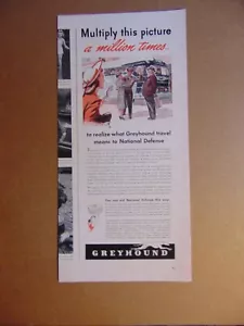 1941 GREYHOUND BUS TRAVEL HELPS Difesa Nazionale pubblicità stampa d'epoca arte - Foto 1 di 1