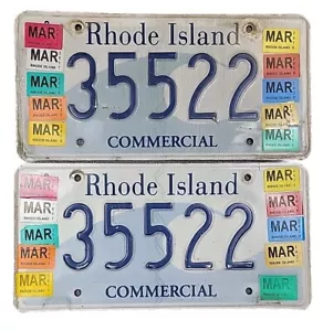 2x Vintage RI RHODE ISLAND License Plate Matching Set 35522 VIN/EXPIRED PAIR - Picture 1 of 5