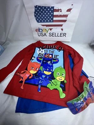 PJMasks Boys Long Sleeve The Rescue Shirt  Size 3T   Red New With Fly T - Image 1 of 4