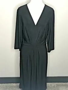 Womens Black Dress Petite Large CSC Studio Sheath Stretch V Neck Cocktail Sexy - Picture 1 of 9