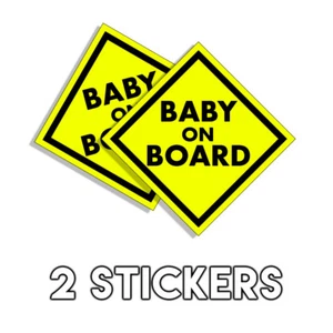 Baby on Board - DIAGONAL Bumper Sticker Funny Infant Car Decal Vinyl  - 2 Pack  - Picture 1 of 3