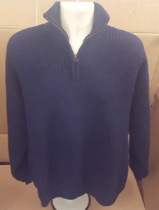 EUC Columbia Men's Wool 1/4 Zip Blue Sweater Cardigan Lined Warm Pullover - Picture 1 of 6