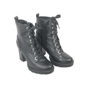 SINCERELY JULES Racer Botas de Combate con Cordones PU Gruesas Negras Imitación Cuero 8 M - Imagen 1 de 8