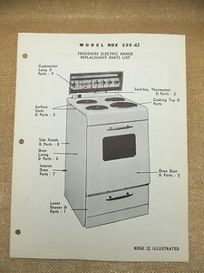 Catálogo de piezas de rango eléctrico Frigidaire RDE 22C-63 - Imagen 1 de 1