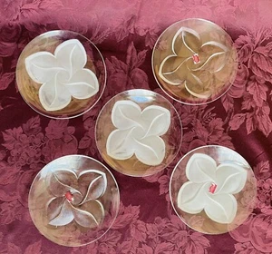 Set Of 5 New Cristal d’Arques FLORENCE Frosted & Textured Petals Salad Plates - Picture 1 of 7