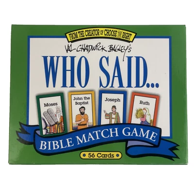 WHO SAID  Bible Match Game by  Val Bagley FUN FOR THE WHOLE FAMILY Covenant RARE - Image 1 of 4