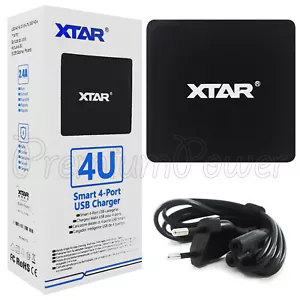 Xtar 4u Smart 4-port USB Charger Max 2.4A Rapide Pratique Énergie Noir Eu Prise - Photo 1 sur 7