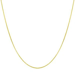 Collar de cadena de caja de 1 mm de plata de ley 925 maciza sobre oro de 14k - Imagen 1 de 12