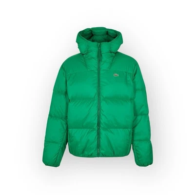 Lacoste Fluorine Green Down Jacket Hooded Size L/XL 80% Down 20% Feather - Image 1 of 4