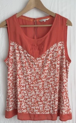 Rocha John Rocha Womens Floral  Sleeveless Top Orange & White UK Size 16 - Image 1 of 4