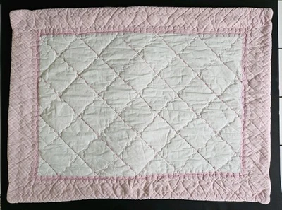 Funda falsa de almohada Pottery Barn Kids PB acolchada rosa blanco a cuadros estándar Foto 1 de 4