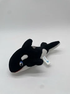 Seaworld Shamu Orca Killerwal Stofftier Plüschtier 9 Zoll Sea World schwarz weiß - Bild 1 von 4