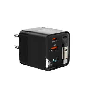 ProRock 65W USB Fast Charger with Retractable Cable, EU Plug - Zdjęcie 1 z 4