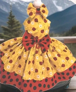 DOG HARNESS DRESS W/ MATCHING HAIR BOW LADYBUG    FREE SHIPPING - Picture 1 of 3