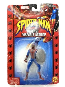 ToyBiz 2002 Marvel Spider-Man Die Cast Poseable Action Figure Spider-Man Shield - Bild 1 von 10