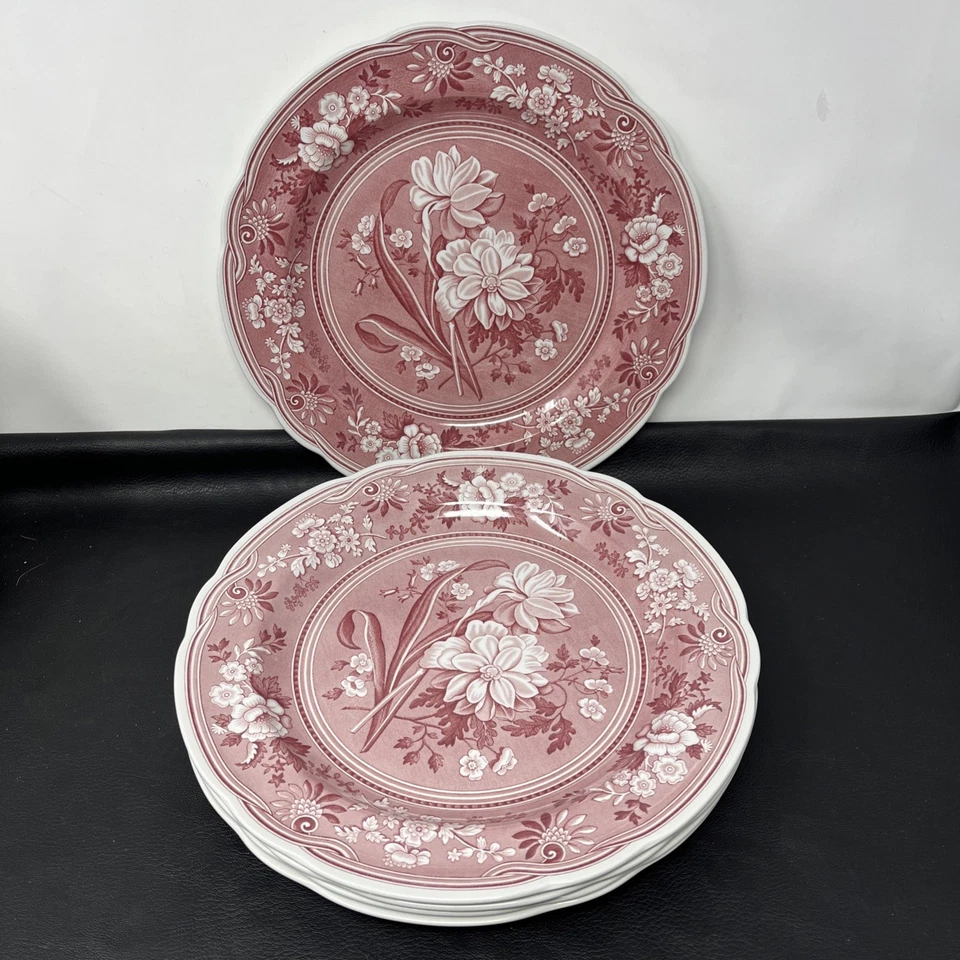 Spode Botanical  Dinner Plate Red Archive lot of 5 Cranberry  10.5" - Image 1 of 4