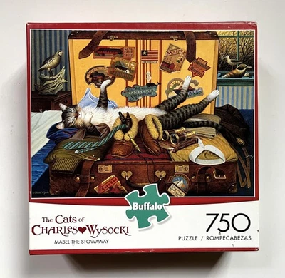Buffalo Games_Mabel The Stowaway por Charles Wysocki Cat 750 PC Puzzle "Completo" Foto 1 de 4