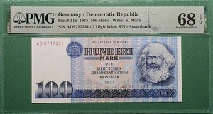 1975 GERMANY DEMOCRATIC REPUBLIC 100 MARK P# 31a PMG 68 EPQ  TOP POP! - Picture 1 of 3
