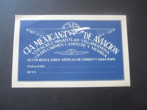 Old Vintage - CMA - MEXICAN AVIATION COMPANY - Luggage LABEL - Picture 1 of 1