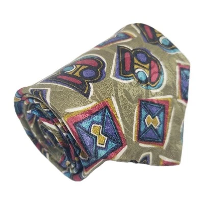 Corbata Cezani Multicolor Patrón Geométrico Hombre Seda Cuello Corbata 61x3.75" Foto 1 de 4