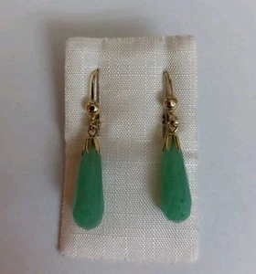 Sehr schöne Ohrhänger aus 333Gelbgold mit Natur Aventurin Grün aus Nachlass - Bild 1 von 8