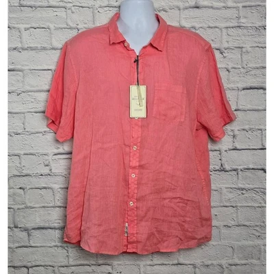 NWT Heritage Report Collection Shirt Mens Size XXL 100% Linen Coral Short Sleeve - Image 1 of 4