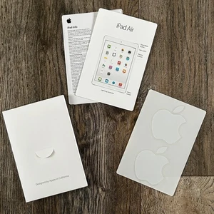 2 Genuine Apple White Stickers + Official iPad Air Booklets – Authentic UK Stock - Afbeelding 1 van 3