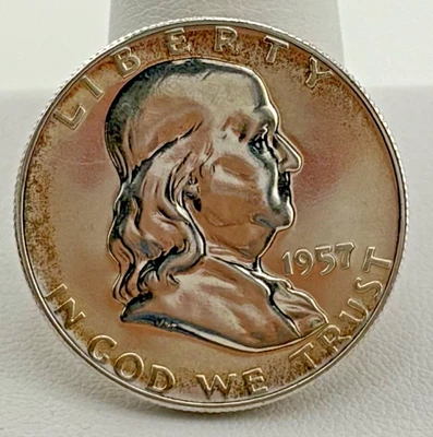 1957 prata Franklin Proof Half $1 - Imagem 1 de 2